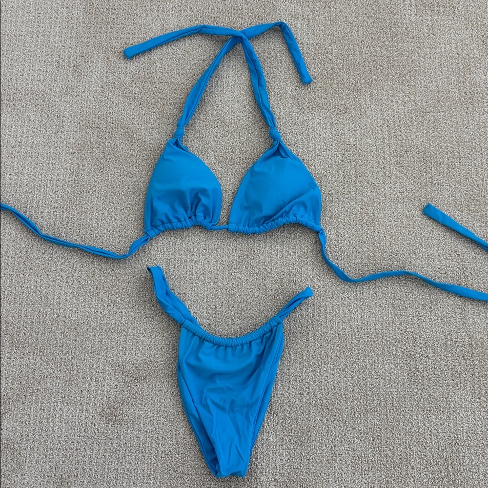 Blue Halter Bikini Set